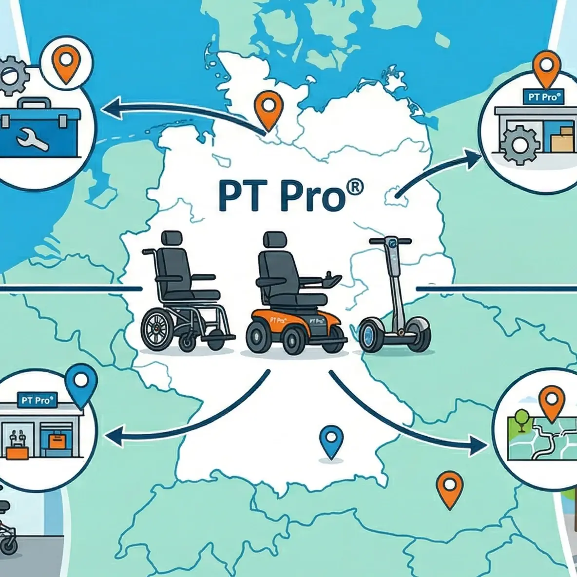 PT Pro Regionales Händlernetzwerk für Balance-Rollstühle