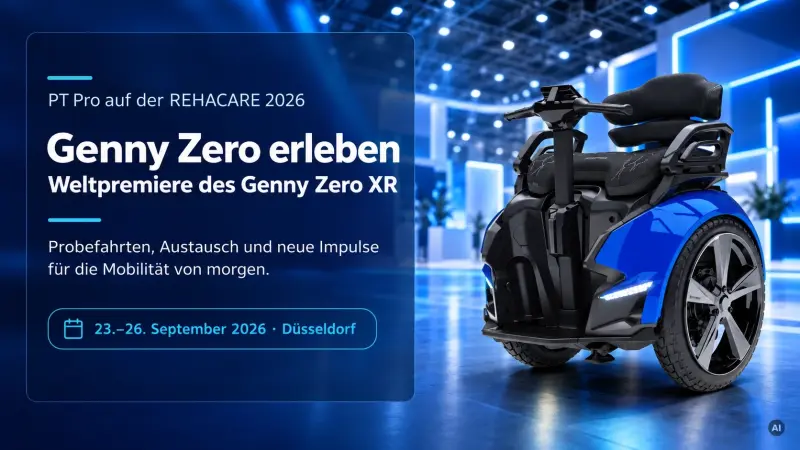 PT Pro auf der REHACARE 2026: Genny Zero erleben, Weltpremiere begleiten und Mobilität weiterentwickeln - PT Pro auf der REHACARE 2026 | Genny Zero &amp; XR Weltpremiere