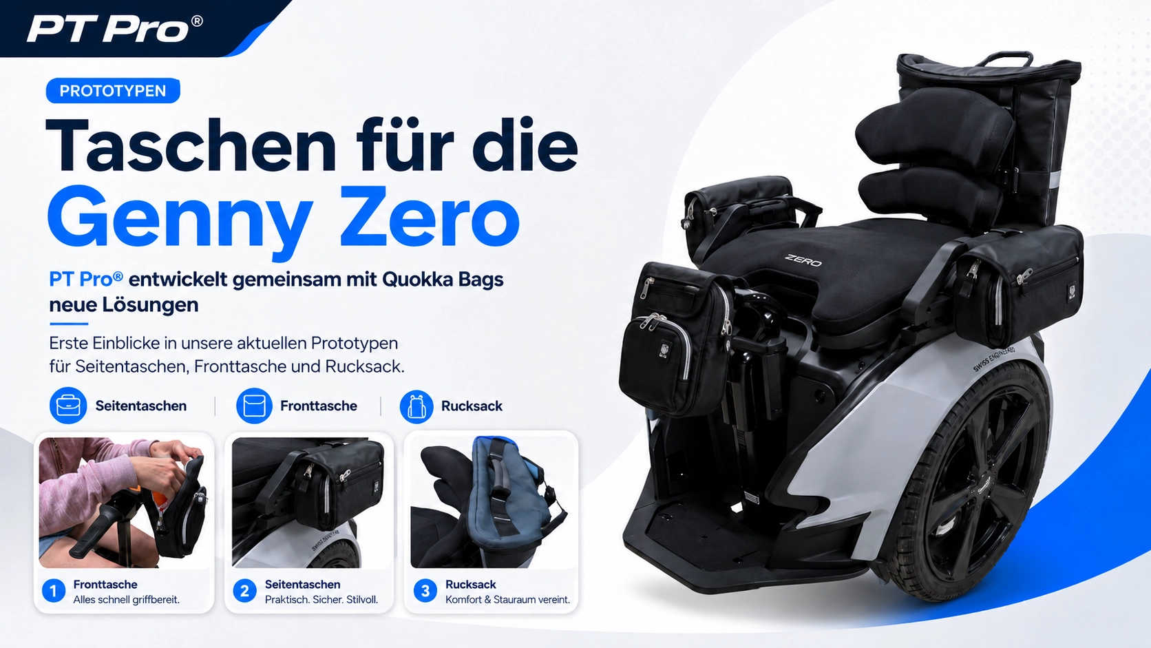Genny Zero mit neuen Taschenlösungen von PT Pro® und Quokka Bags