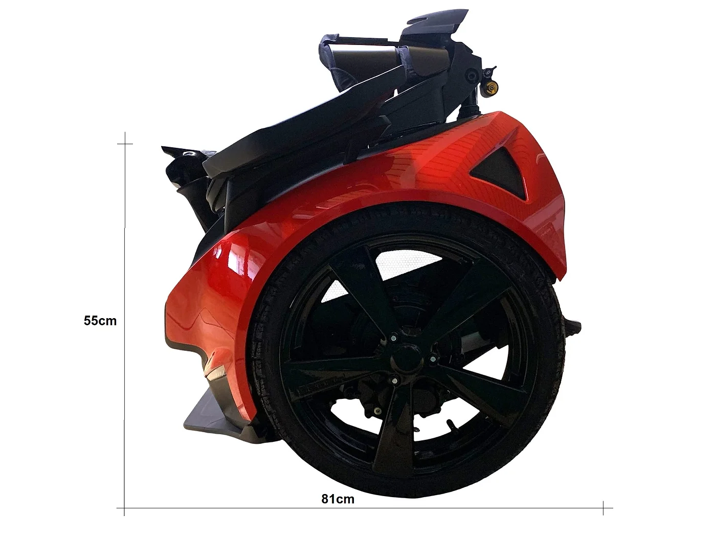 Genny Zero nach vorne gekippt mit eingefahrener Lenkstange, Maßangabe 55 cm Höhe