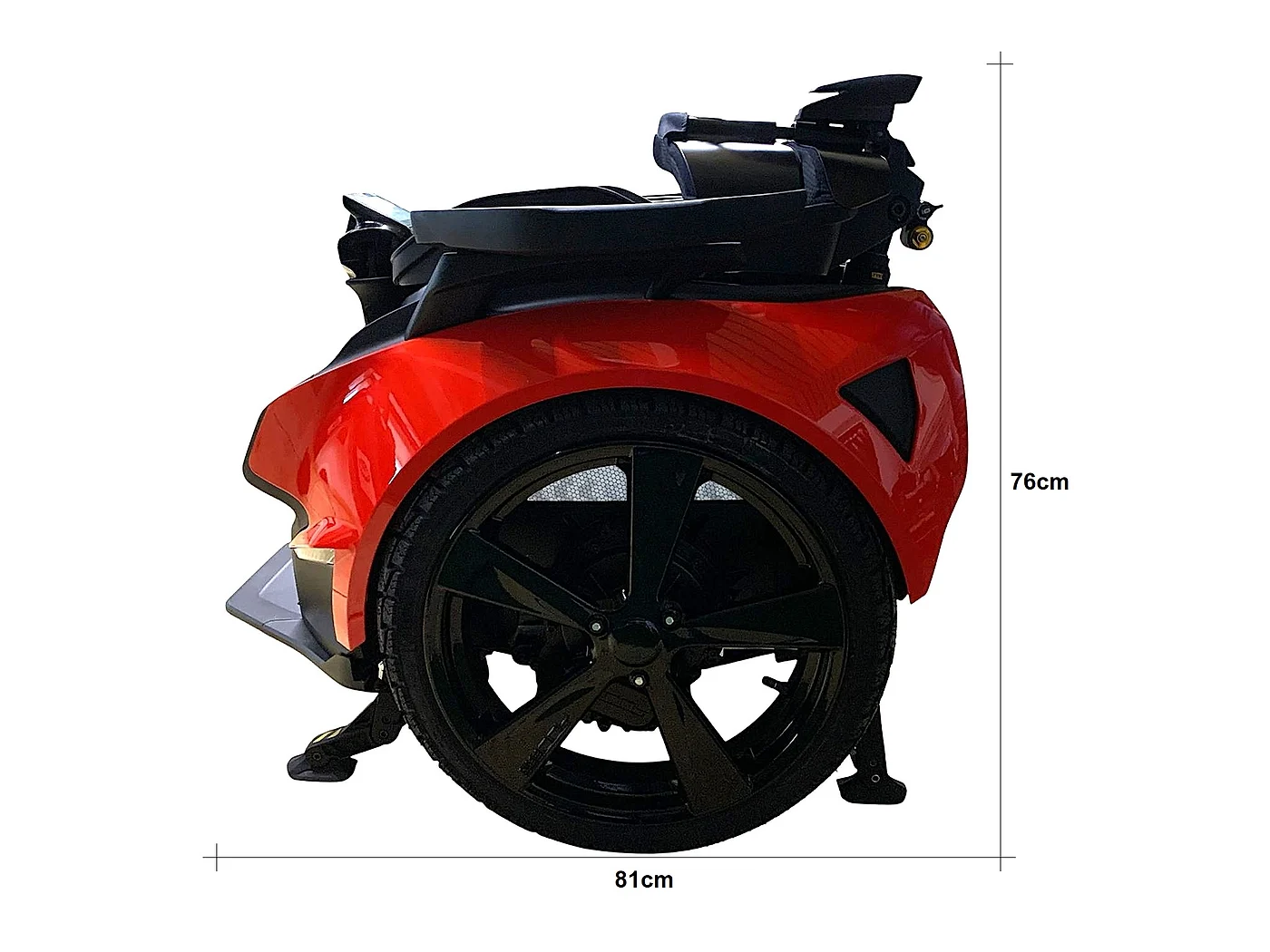 Genny Zero mit geklappter Rückenlehne, Maßangaben Länge 81 cm und Höhe 76 cm