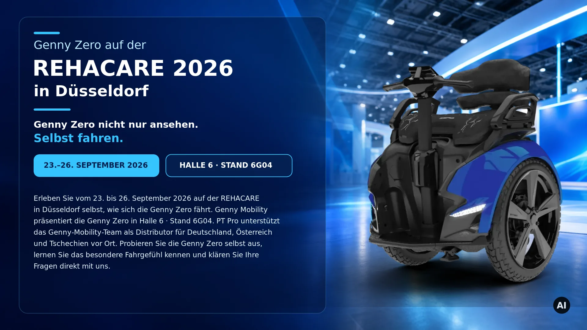 Genny Zero Balance-Rollstuhl bei einer Probefahrt auf der REHACARE 2026