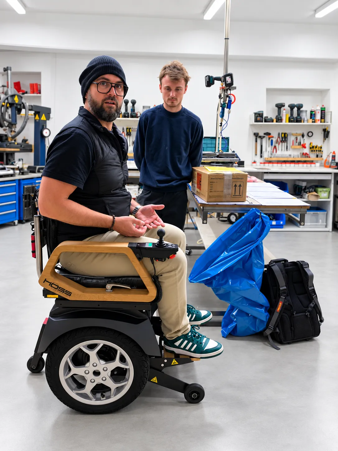 Hoss R1 mit Schulungsteilnehmern in der PT-Pro-Werkstatt in Amberg