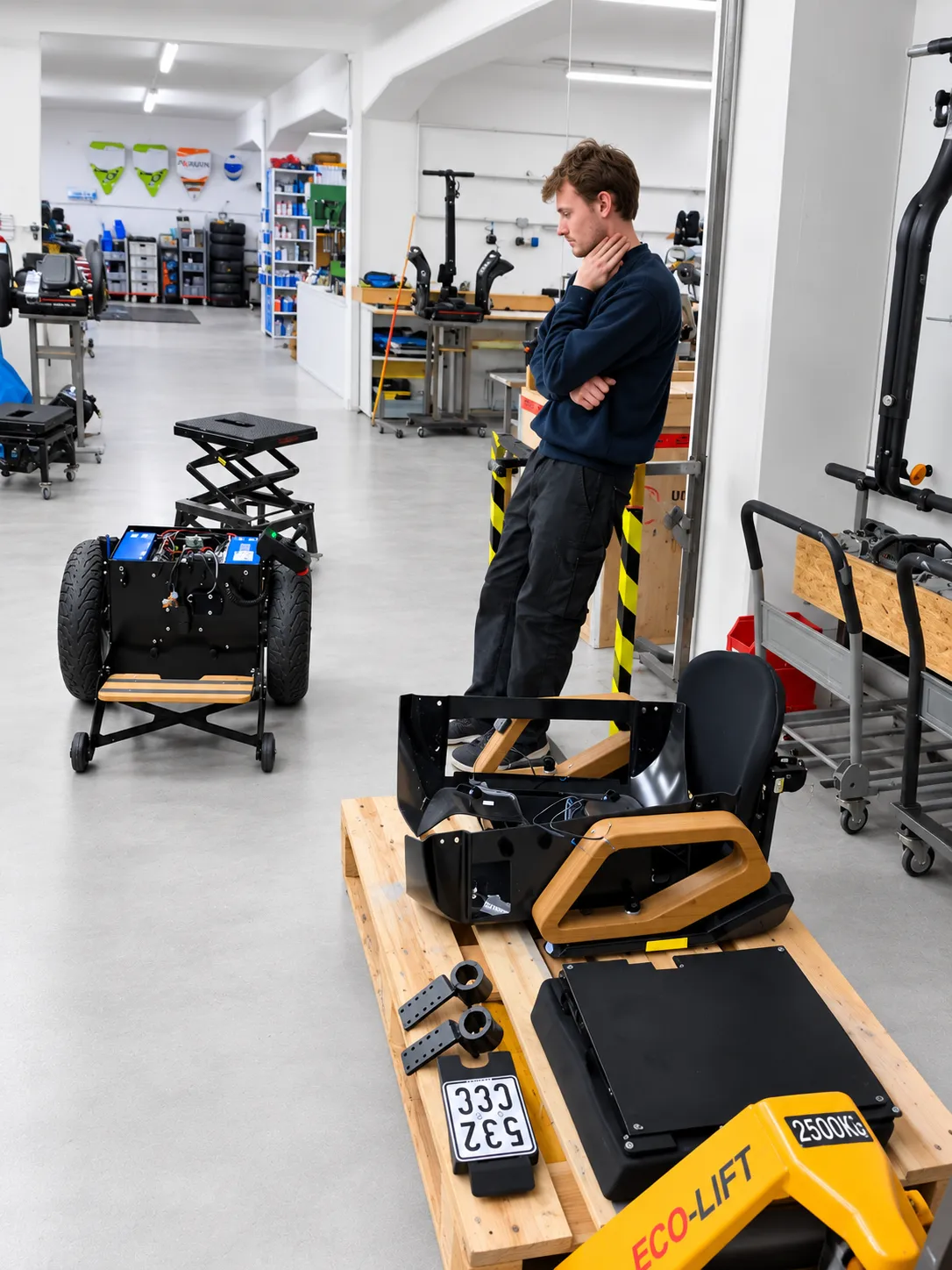 Technische Einweisung und Fahrzeugarbeit an Hoss-R1-Komponenten in der PT-Pro-Werkstatt in Amberg